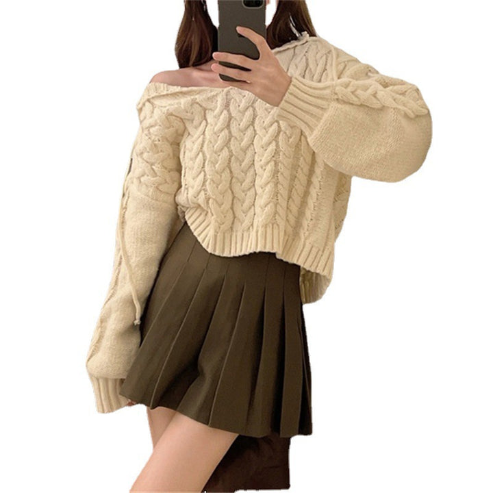 Damen Kuscheliger Strickponcho mit Zopfmuster Drune