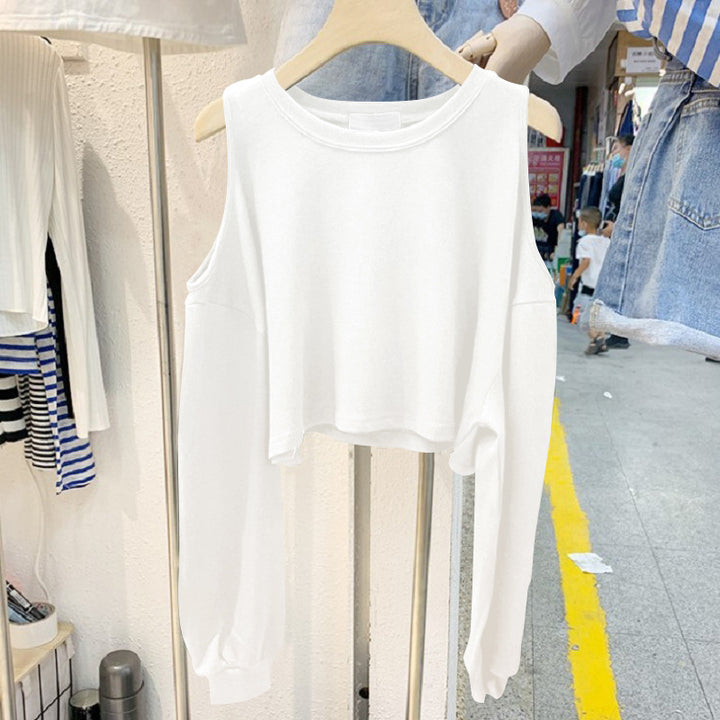Damen lässiges Crop-Top mit langen Ärmeln Drune