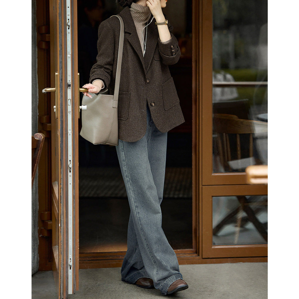 Damen Modern geschnittener Blazer mit strukturiertem Stoff Drune