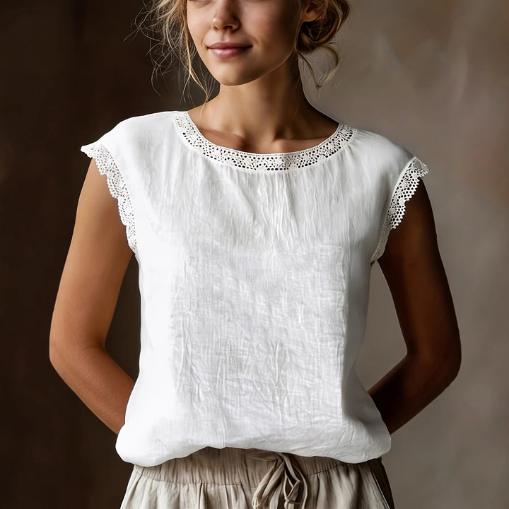 Damen Bluse mit Spitzenakzenten und lässigem Schnitt Drune
