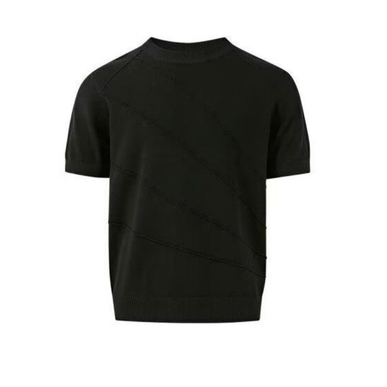 Herren Modisches Strick-T-Shirt mit Rundhalsausschnitt Drune
