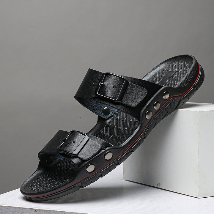 Herren Bequeme Leder-Sandalen mit verstellbaren Riemen Drune