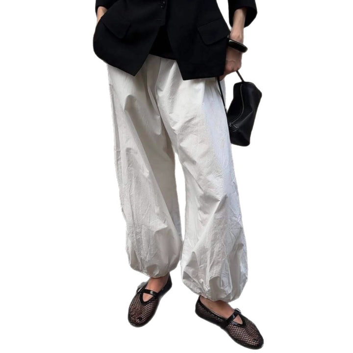 Damen elegante, lockere Pluderhose mit elastischem Bund und weitem Schnitt Drune