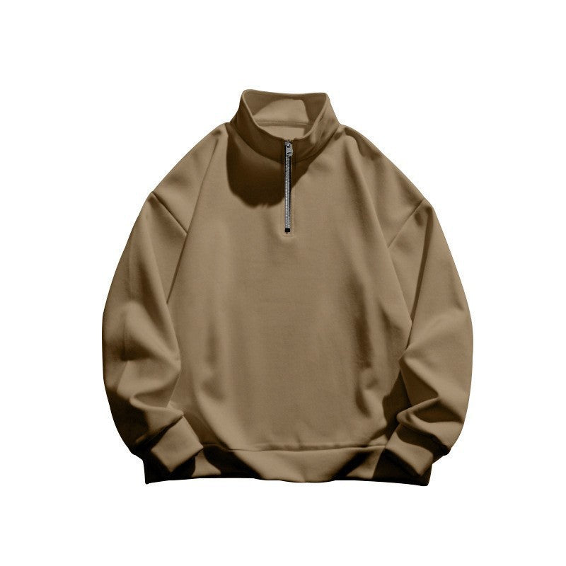 Damen Sportlicher Stehkragen Pullover mit Reißverschluss Drune