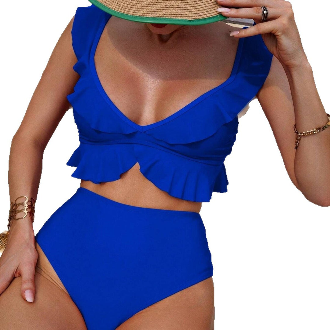 Damen Hochgeschnittenes Bikini-Set mit voluminösem Oberteil Drune