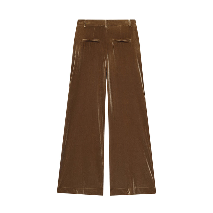 Damen nan weite Samthose mit hoher Taille, Bügelfalte und Eingrifftaschen Drune