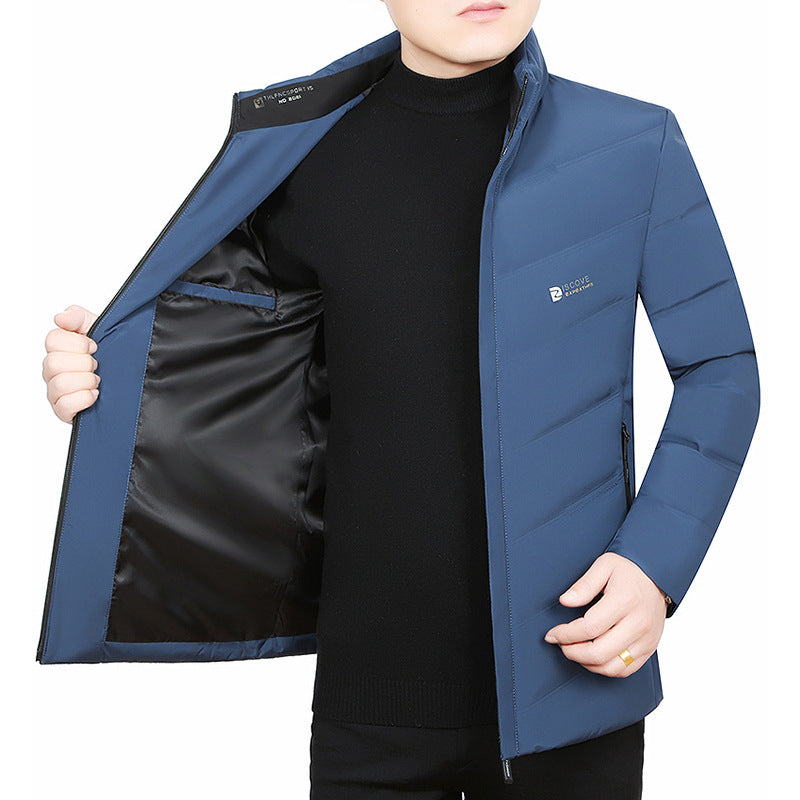 Herren Slim-Fit Reisesteppjacke mit Stehkragen und Chevron-Steppung Drune