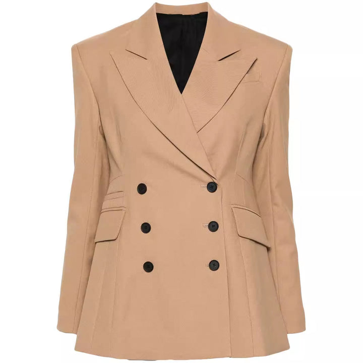 Damen Zweiteiliges tailliertes Doppelreihiges Blazer‑Hosenanzug mit ausgestellter Palazzohose Drune