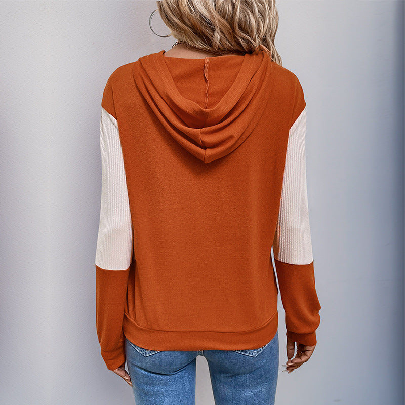 Damen Hoodie mit modernem V-Ausschnitt und strukturierter Ärmelgestaltung Drune