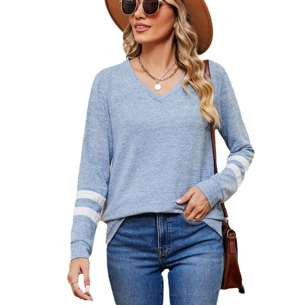 Damen V-Ausschnitt Sweatshirt mit grafischem Schulterdesign Drune