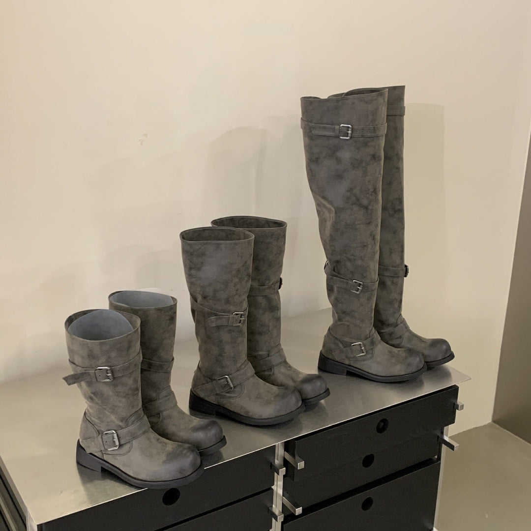 Damen Überknie-Stiefel Drune