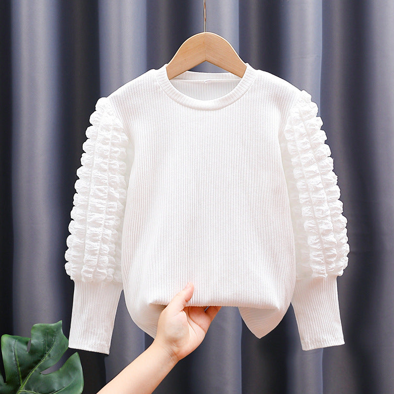 Damen modischer Pullover mit voluminösen Rüschärmeln Drune
