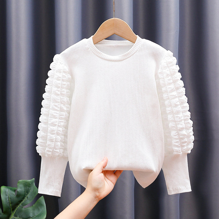 Damen modischer Pullover mit voluminösen Rüschärmeln Drune