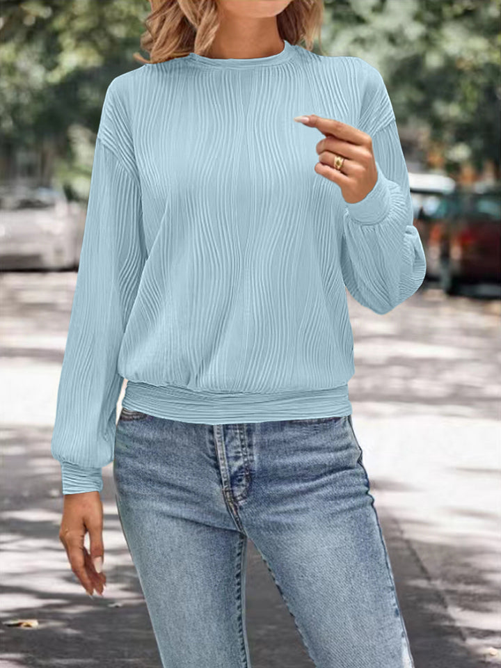 Damen lässiges Sweatshirt mit strukturiertem Stoff und elastischen Bündchen Drune