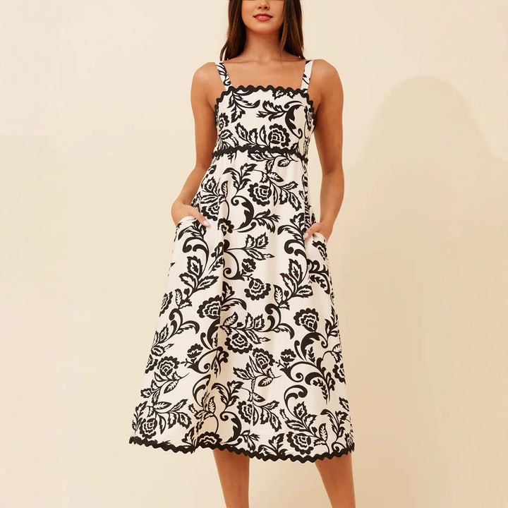 Damen Maxikleid mit floralem Design und praktischen Taschen Drune