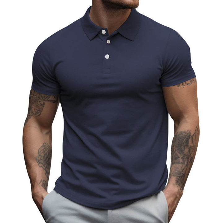 Herren nan tailliertes elastisches Piqué-Poloshirt mit klassischem Kragen Drune