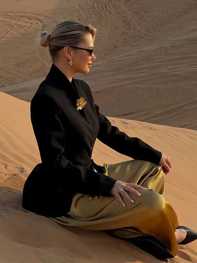 Damen Taillierter Blazer mit Stehkragen und figurbetonter Silhouette Drune