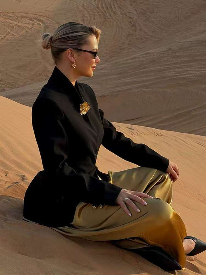Damen Taillierter Blazer mit Stehkragen und figurbetonter Silhouette Drune