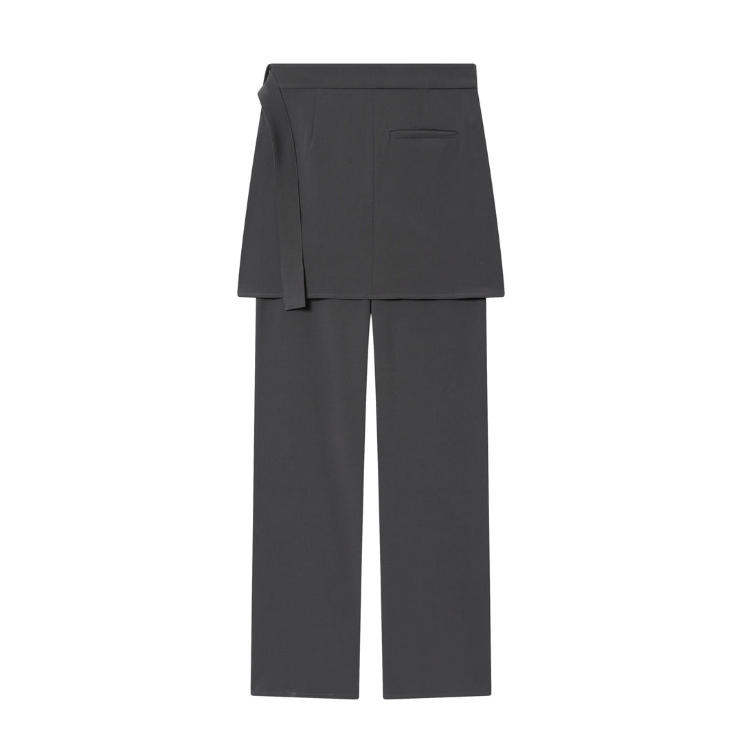 Damen nan weite Highwaist-Hose mit asymmetrischem Wickelrock-Overlay und weitem Bein Drune
