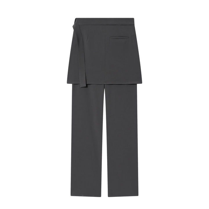 Damen nan weite Highwaist-Hose mit asymmetrischem Wickelrock-Overlay und weitem Bein Drune
