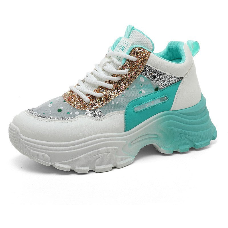 Damen Trendige Chunky Sneakers mit glitzernden Akzenten und ausgeprägtem Sohlenprofil Drune