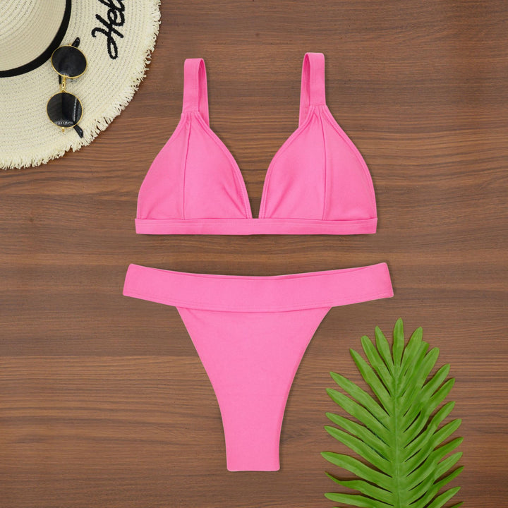 Damen Triangel-Bikini mit floralem Muster und verstellbaren Trägern Drune