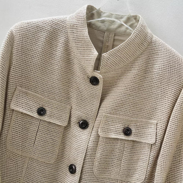 Damen Modische Kurzjacke mit Taschen Drune