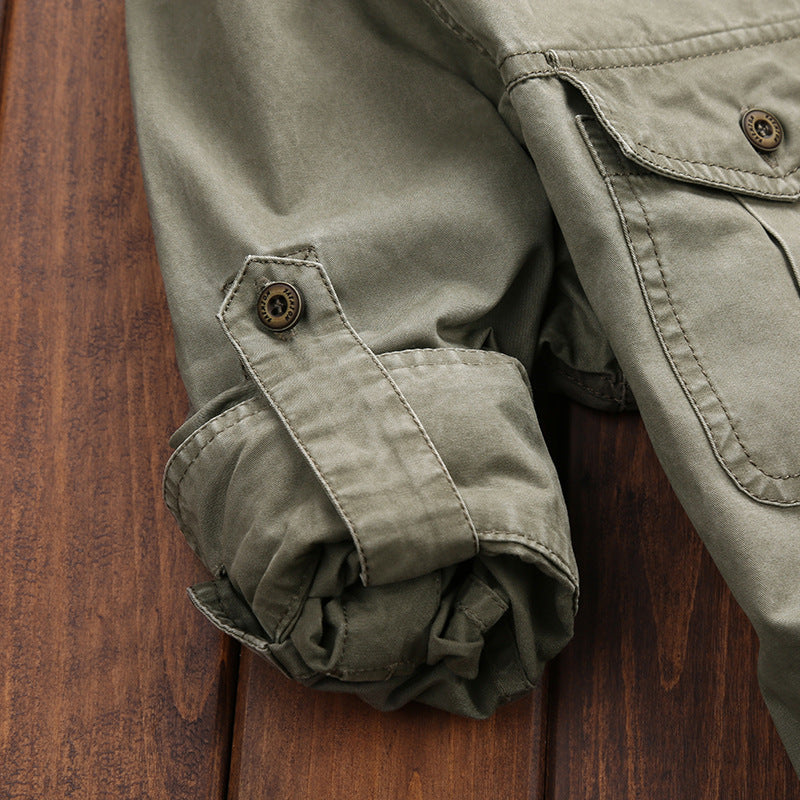 Herren Robust geschnittenes Canvas-Übergangshemd mit Pattentaschen und Utility-Details Drune