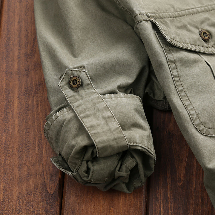 Herren Robust geschnittenes Canvas-Übergangshemd mit Pattentaschen und Utility-Details Drune