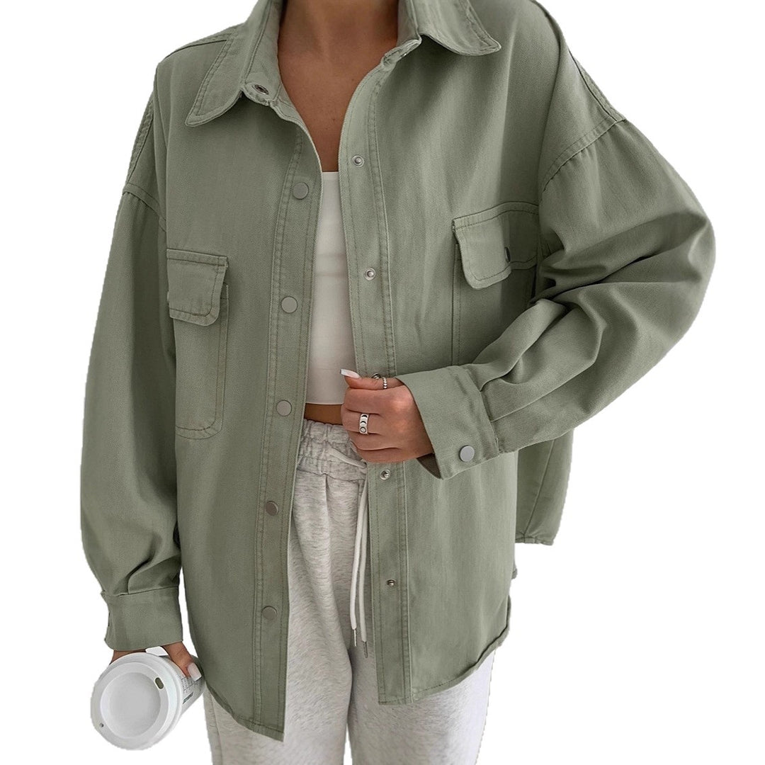 Damen Oversized Utility-Hemdjacke mit praktischen Taschen und lässigem Schnitt Drune