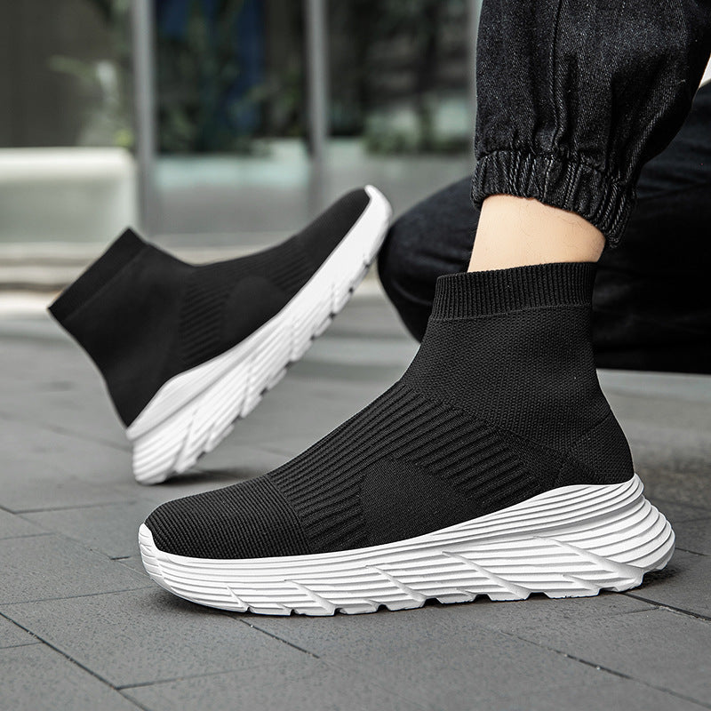 Damen nan nahtloser Strick-Freizeitsneaker mit sockenkragen und stoßdämpfender Profilsohle Drune