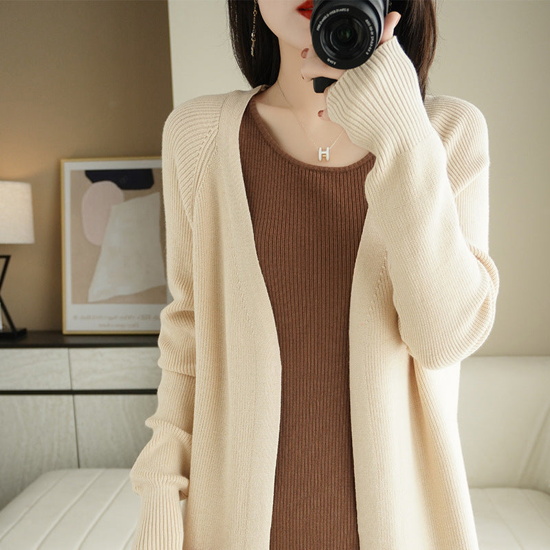 Damen lässiger Strickcardigan mit offenen Maschen und lässigem Schnitt Drune