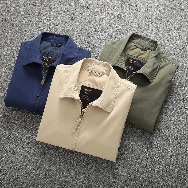 Herren Leichte Harrington-Jacke mit Reißverschluss, Stehkragen und elastischen Bündchen Drune