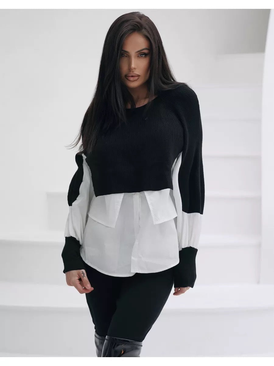 Damen cropped Pullover mit innovativem Layering-Effekt Drune