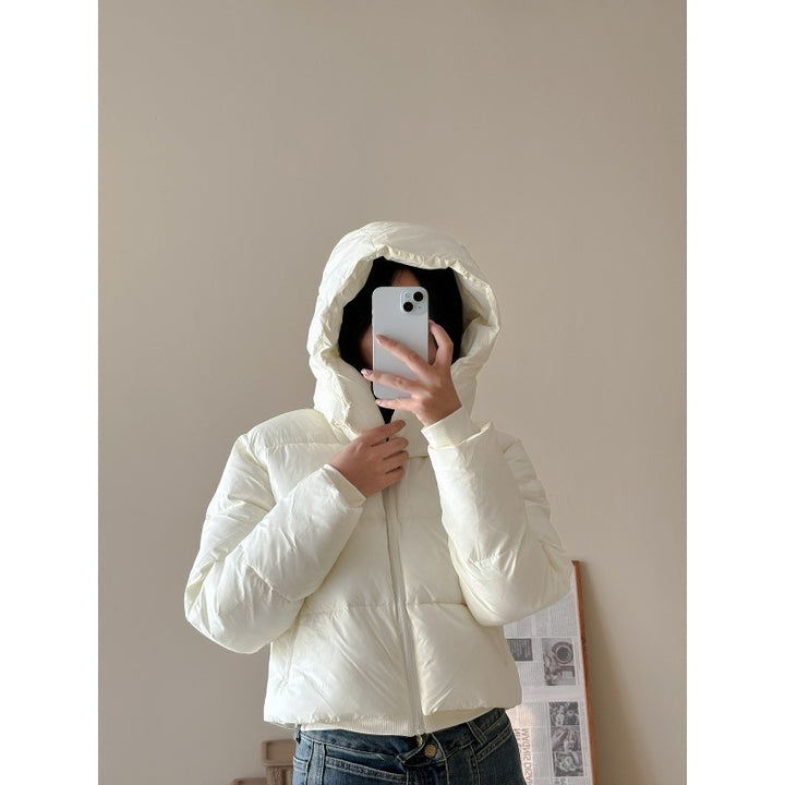 Damen Kurze Stepp-Cropped-Jacke mit breitem Umlegekragen Drune