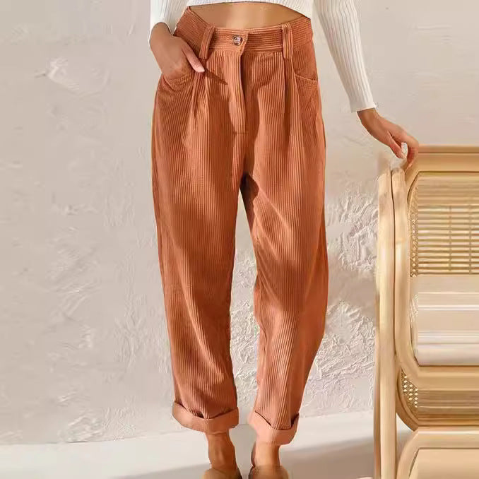 Damen Hochtaillierte Texturierte Hose Drune