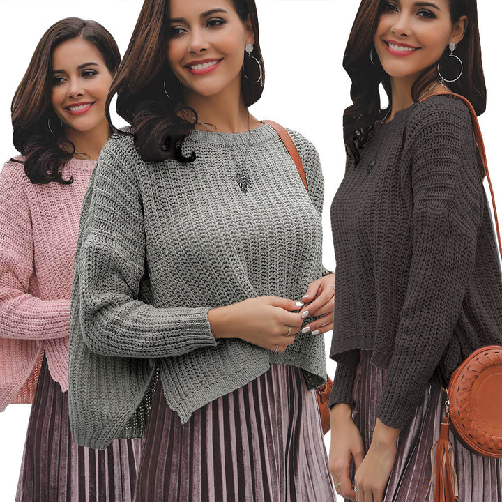 Damen Strukturierter Strickpullover mit weitem Schnitt Drune