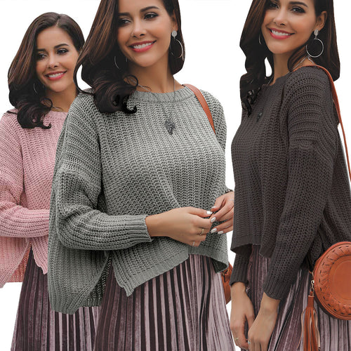 Damen Strukturierter Strickpullover mit weitem Schnitt Drune