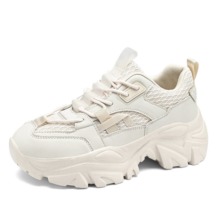 Damen Modische Plateau-Chunky-Sneaker mit strukturiertem Mesh-Overlayer und robuster Profilsohle Drune