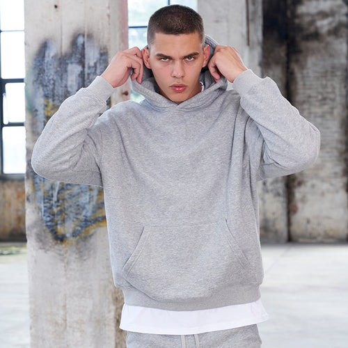 Herren Oversize-Heavyweight Baumwoll-Kapuzenpullover mit Kängurutasche Drune