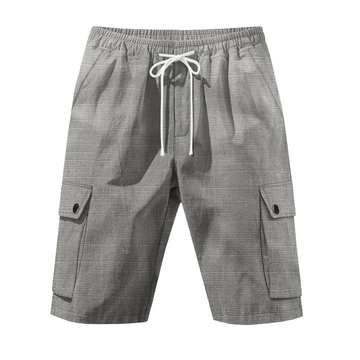 Herren nan utilitarische Cargo-Shorts mit Elastikbund, Tunnelzug und aufgesetzten Klappentaschen Drune