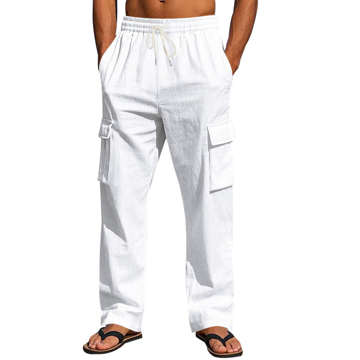 Herren nan leichte Cargohose im Resort-Look mit elastischem Tunnelzug, Mehrfachtaschen und geradem Bein Drune