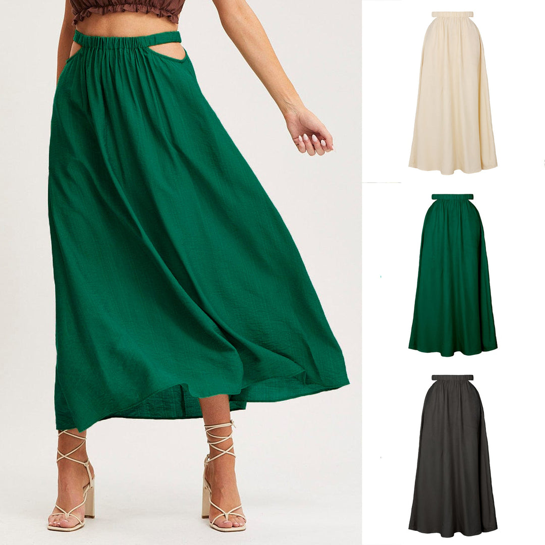 Damen Eleganter Maxirock mit fließendem Schnitt und seitlichem Schlitz Drune