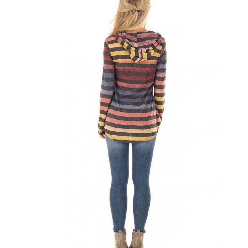 Damen Gestreiftes Kapuzenlongsleeve mit Tunika-Silhouette Drune