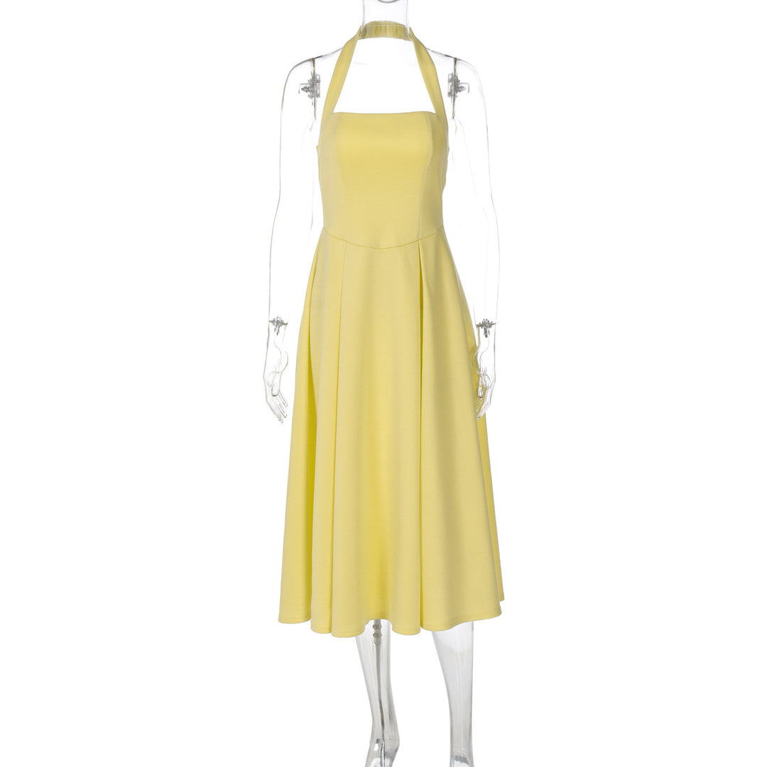 Damen Edles Maxikleid mit quadratischem Ausschnitt und schmalem Taillenband Drune