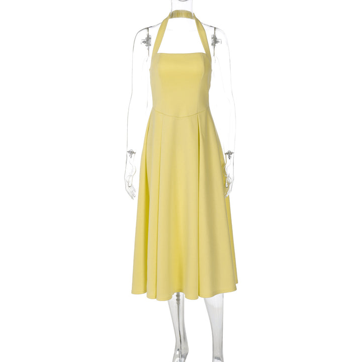 Damen Edles Maxikleid mit quadratischem Ausschnitt und schmalem Taillenband Drune