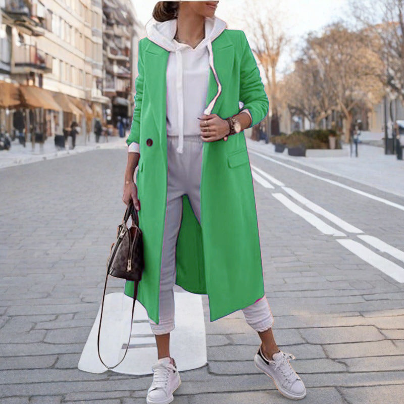 Damen eleganter trenchcoat mit Kapuze Drune