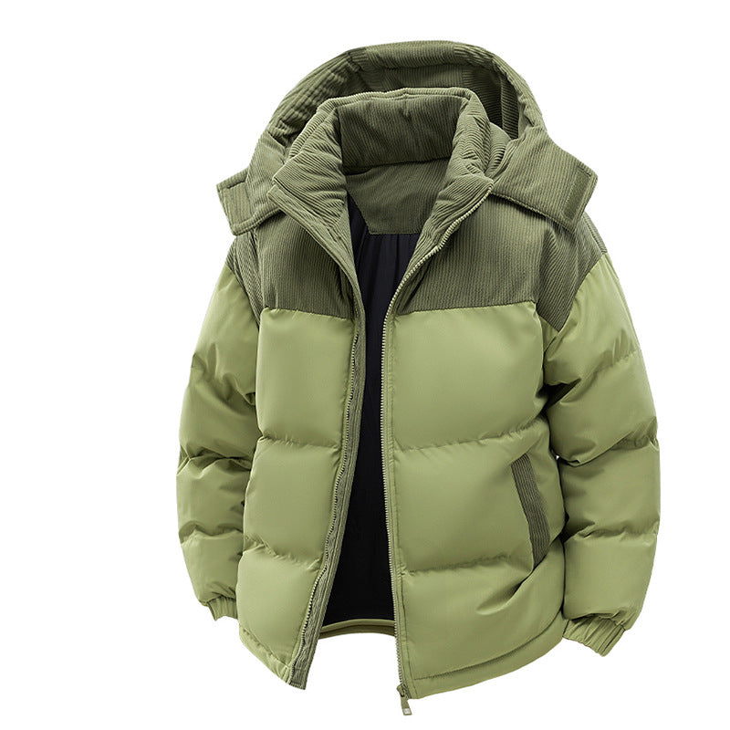 Damen Thermo-Puffer-Kurzjacke mit Cord‑Schulter und Kapuzenkragen Drune