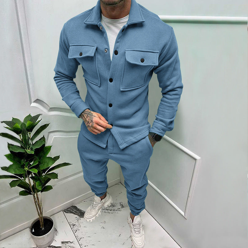 Herren Utility-Overshirt aus French-Terry mit Pattentaschen und Druckknopfverschluss Drune
