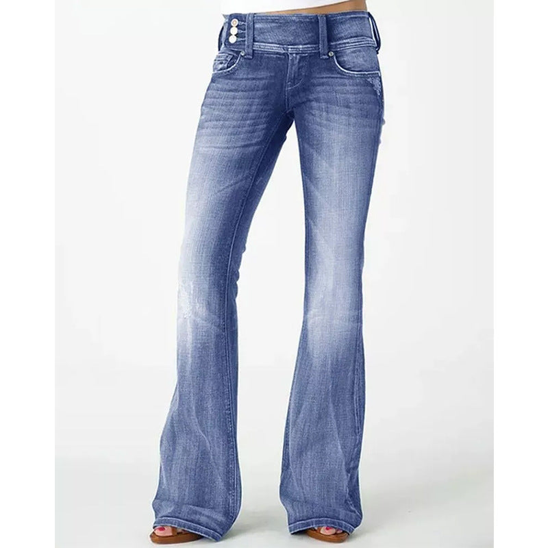 Drune | Beliebte Weinlese Seitenknopf Hohe Taille Skinny Jeans